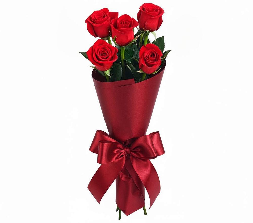 Букет 5 Красных роз Эдлесс Лав в Долаково