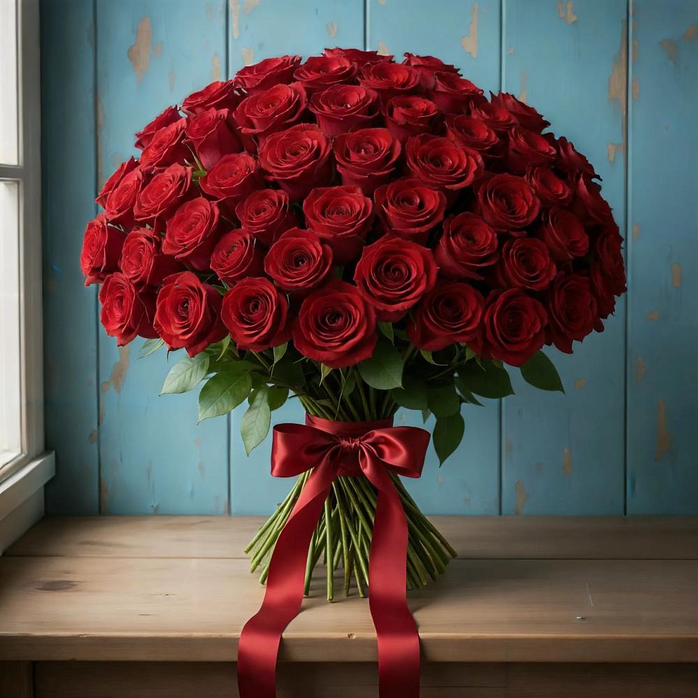 Букет Красные розы Блэк Меджик в Долаково