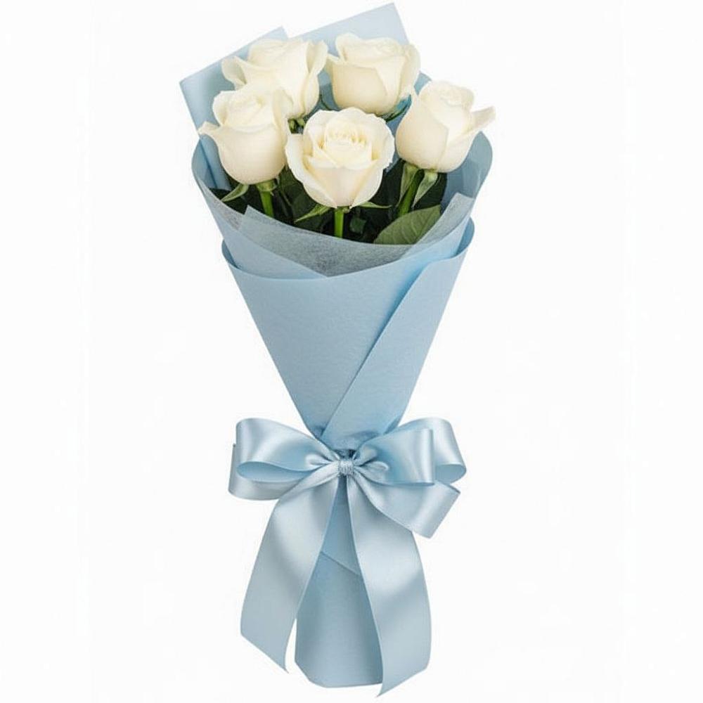 Букет 5 Белых роз Проуд в Долаково