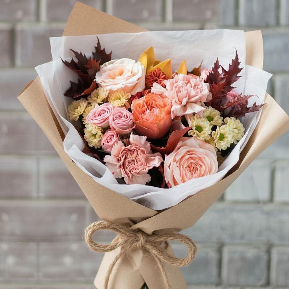 Букет цветов из: Гвоздики, Хризантемы и Розы в Долаково