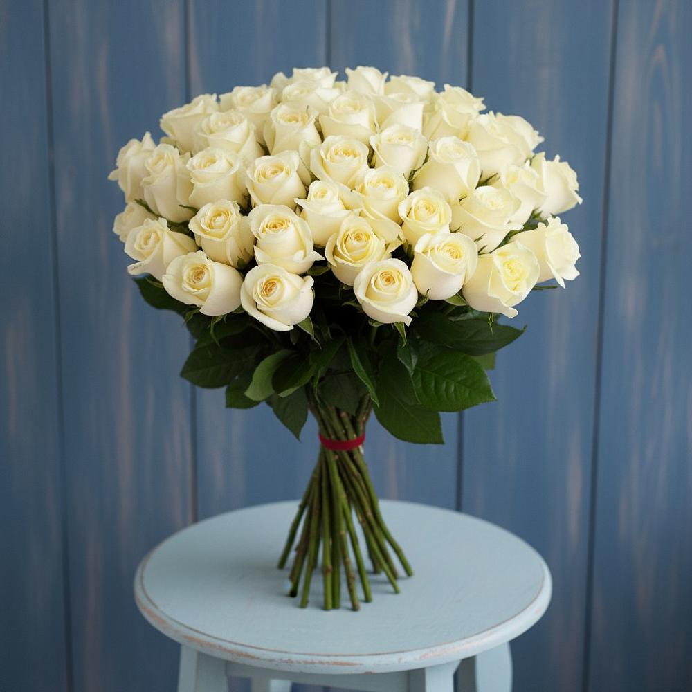 Букет 51 Белая роза Эдлесс Лав в Долаково