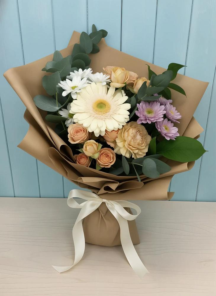 Букет цветов из: Герберы и Хризантемы в Долаково