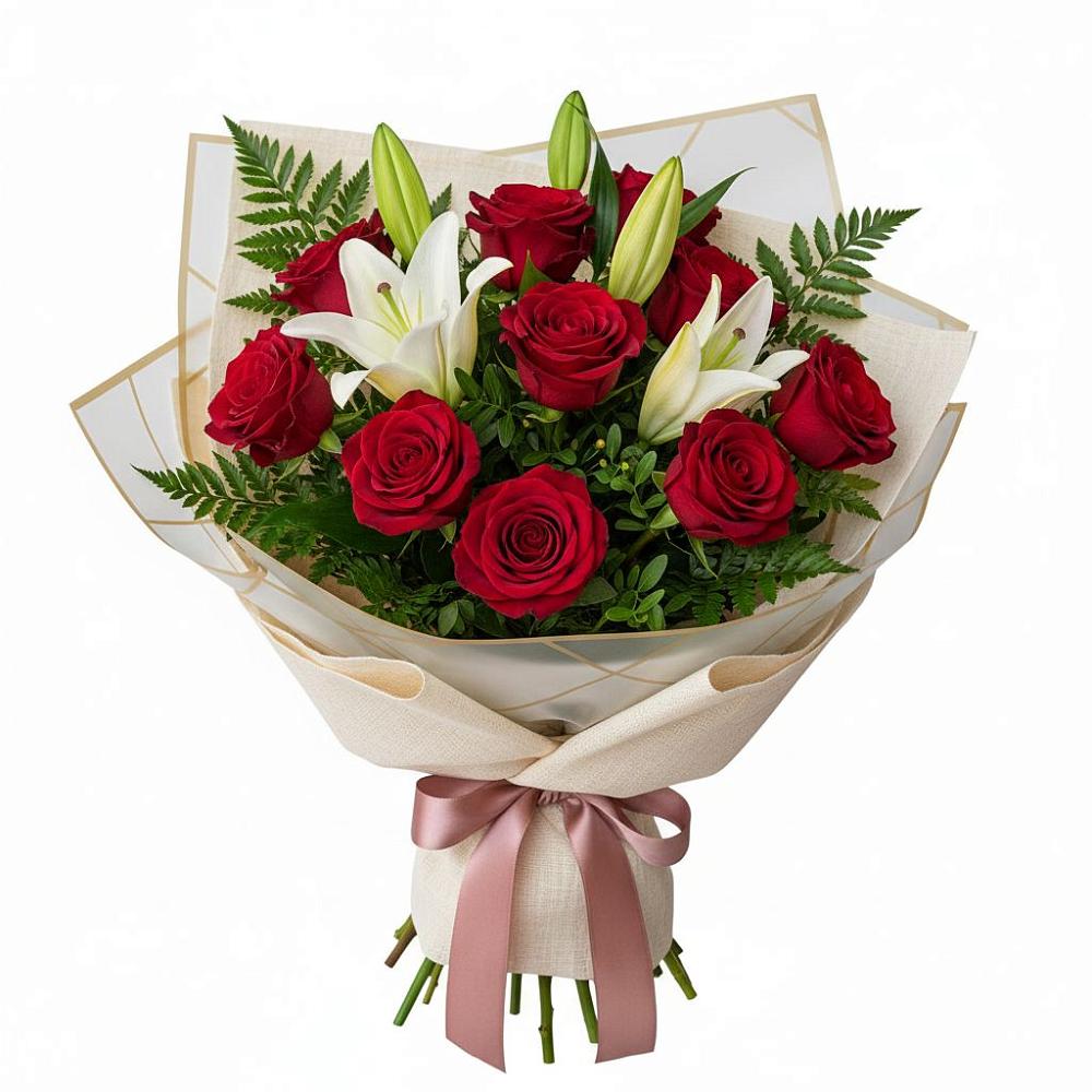 Букет цветов из: Лилии и Розы в Долаково