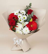 Букет цветов из:  Розы, Хризантемы, Герберы и Лилии в Долаково