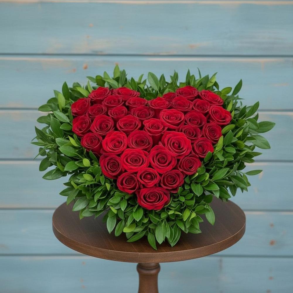 Цветочная композиция из Розы в виде сердца в Долаково