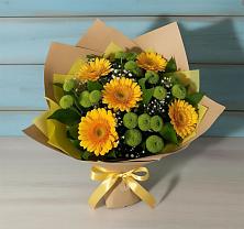 Букет цветов из:  Герберы и Хризантемы в Долаково