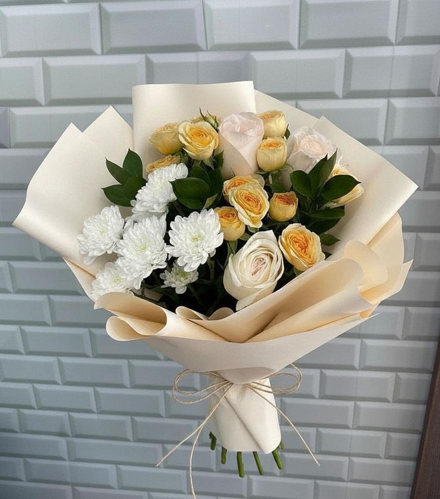 Букет цветов из: Розы и Хризантемы в Долаково