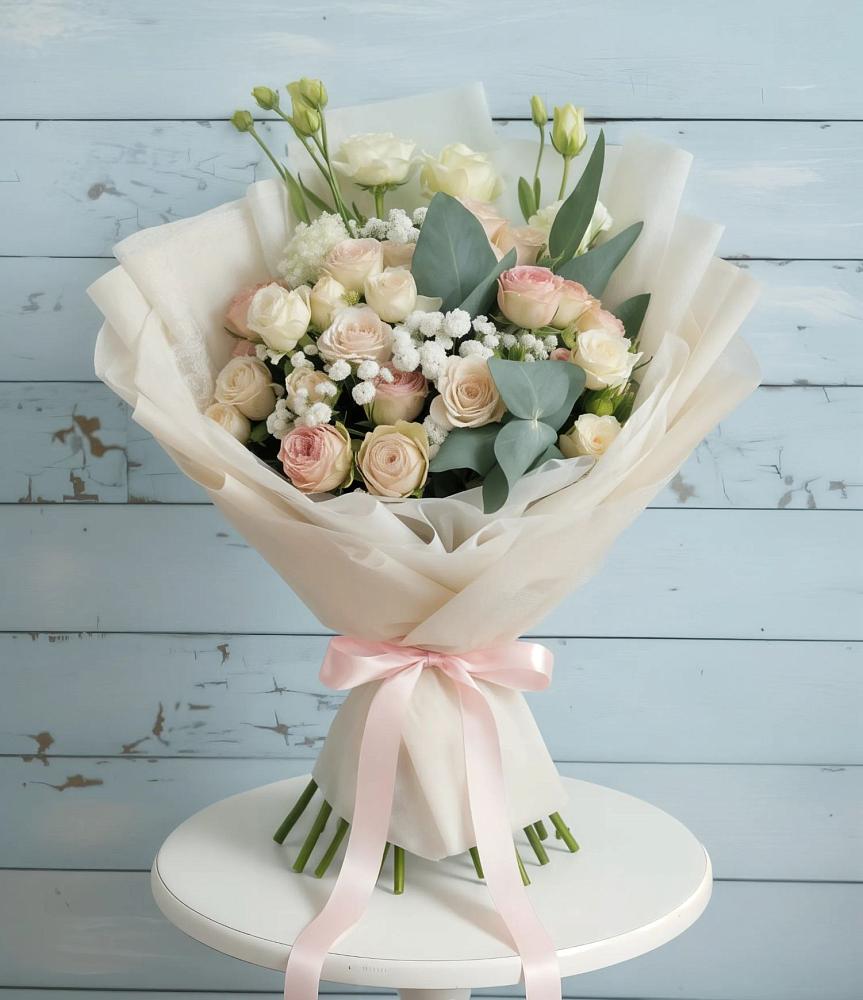 Букет цветов из: Розы и Лизиантусы в Долаково