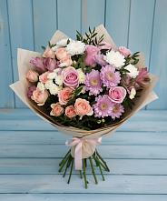 Букет цветов из:  Хризантемы, Розы и Альстромерии в Долаково