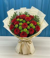 Букет цветов из:  Розы и Хризантемы в Долаково